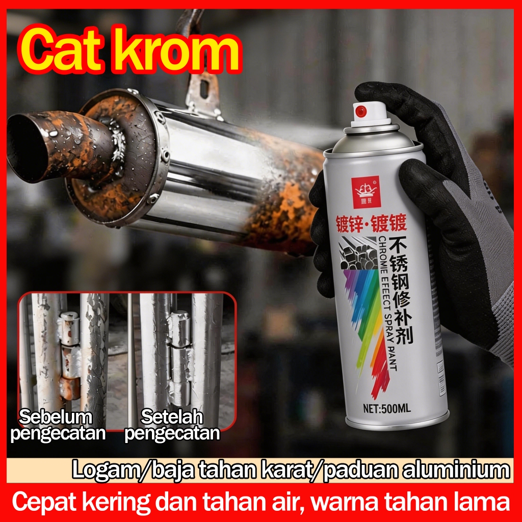 Cat semprot chrome spray paint anti karat mobil stenlis steel stainless semprot