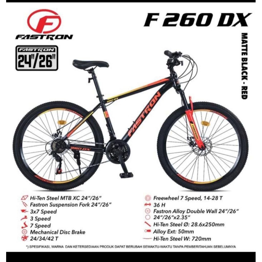 sepeda mtb fastron tipe 260DX ukuran 24inci