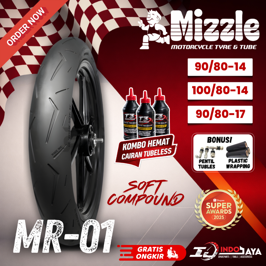 [READY COD] BAN MIZZLE MR 01 SOFT COMPOUND ( 90/80-14 / 100/80-14 / 90/80-17 ) SOFT COMPOUND RING 14