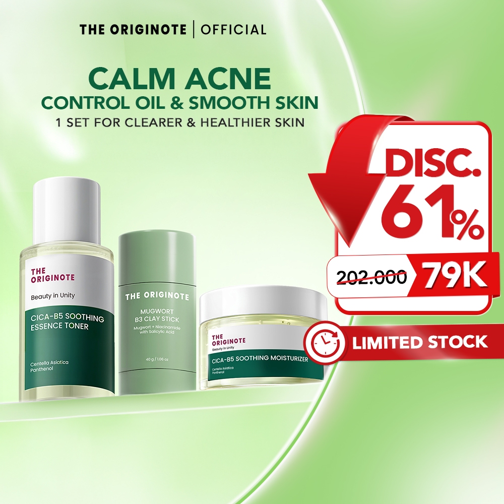 [3in1] The Originote Acne Treatment Set Bundle Skin Soothing - Soothing Toner + Soothing Moisturizer