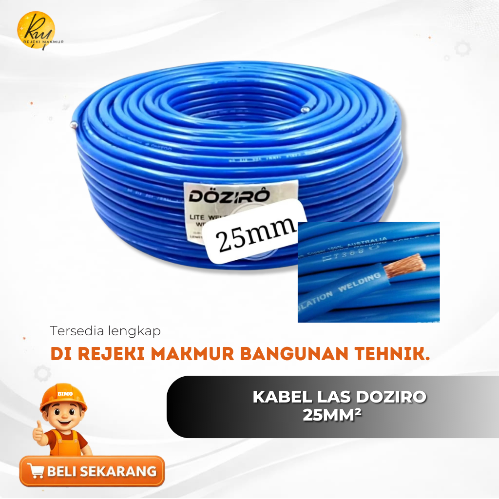 Kabel Las Doziro 25mm/Kabel Las DOZIRO biru/Kabel las campuran Doziro 25mm (ROLL)