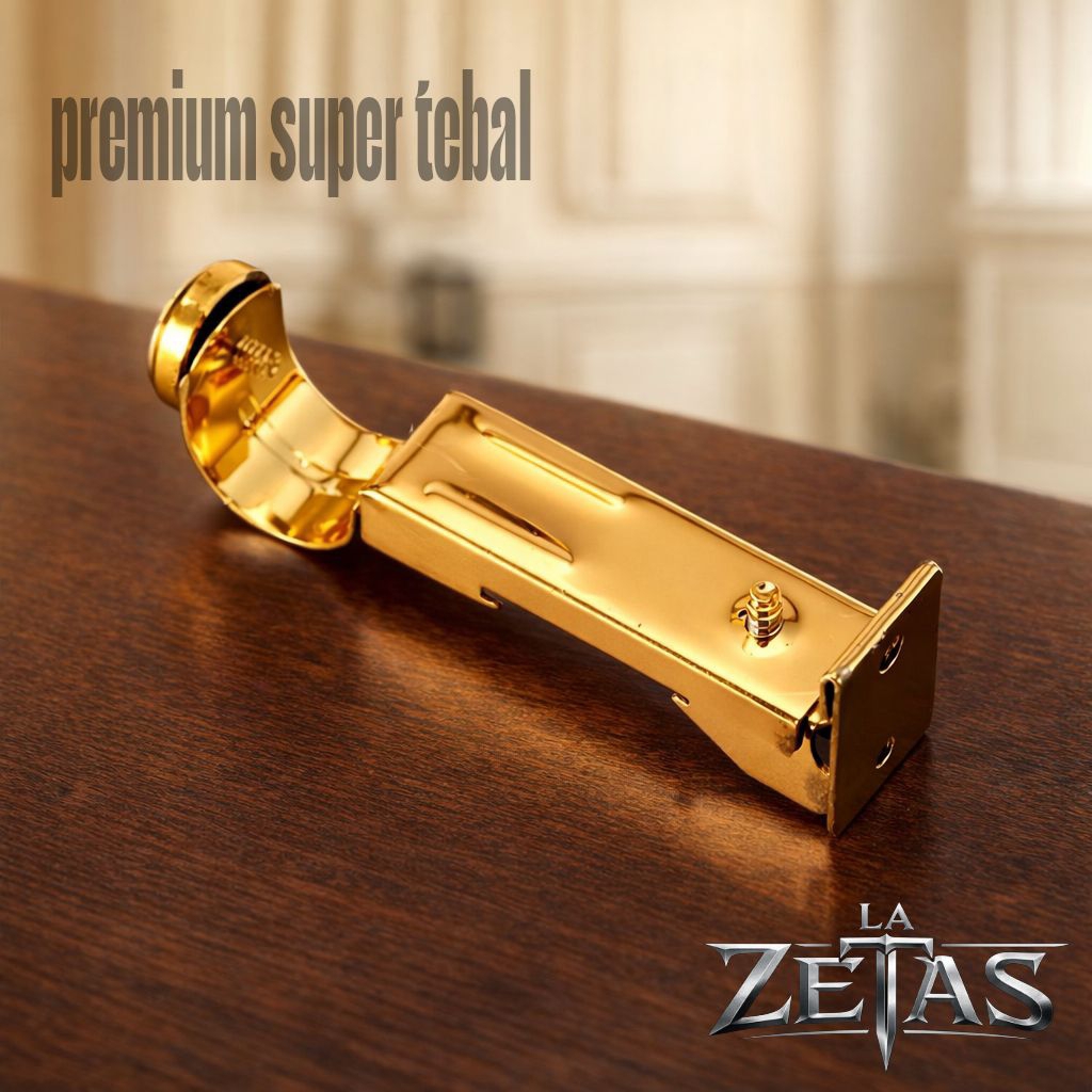 Dudukan Gorden Kuat Anti KaratBracket Penyangga Tiang Besi Rel Gorden Tebal