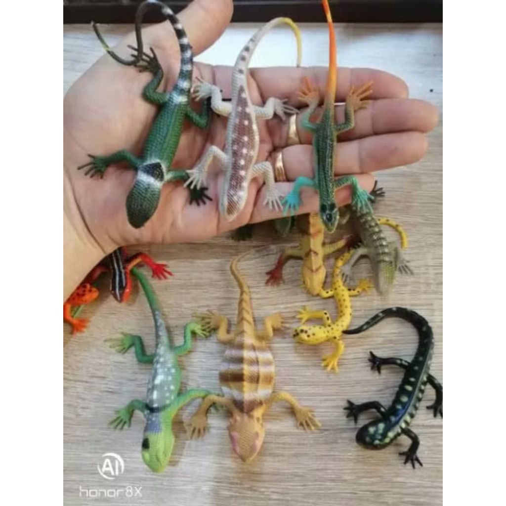 mainan hewan reptil kadal karet isi 12pcs