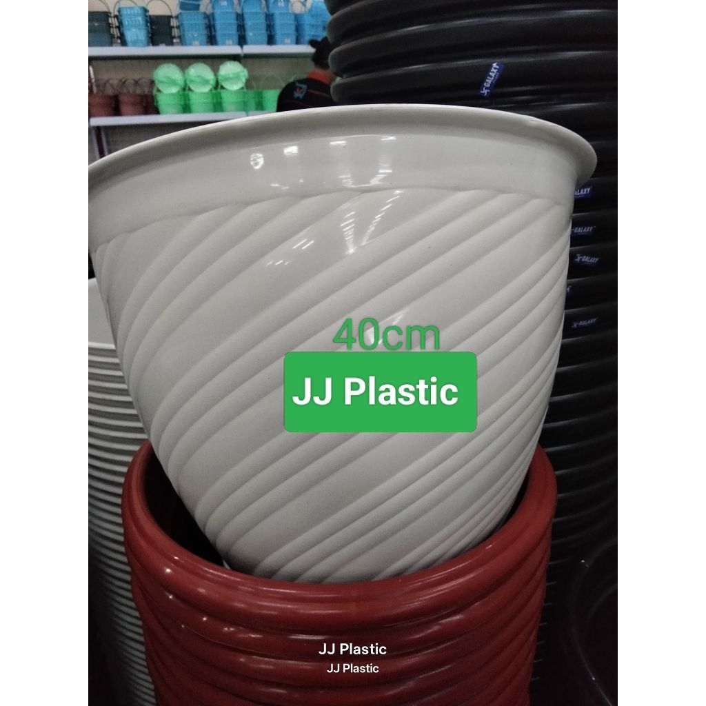 JJ Plastic Pot bunga Jumbo Pot plastik 40cm Tulip Galaxy putih