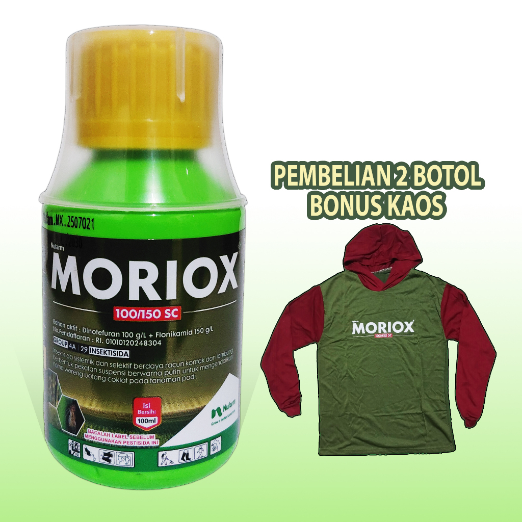 Moriox 100/150 SC Insektisida Wereng Padi Sistemik Selektif Kontak Lambung Bonus Kaos