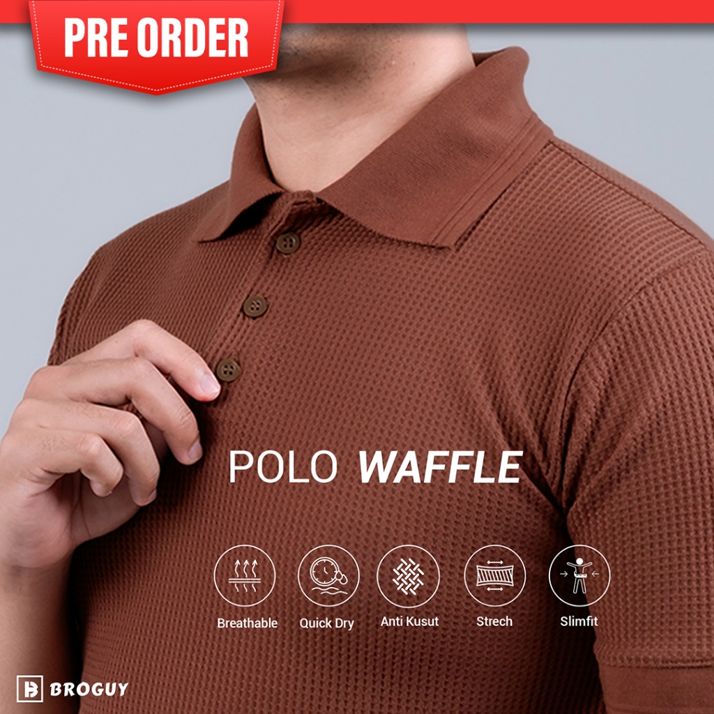 [ PRE ORDER ] BROGUY Kaos Polo Shirt Pria Waffle - Chestnut