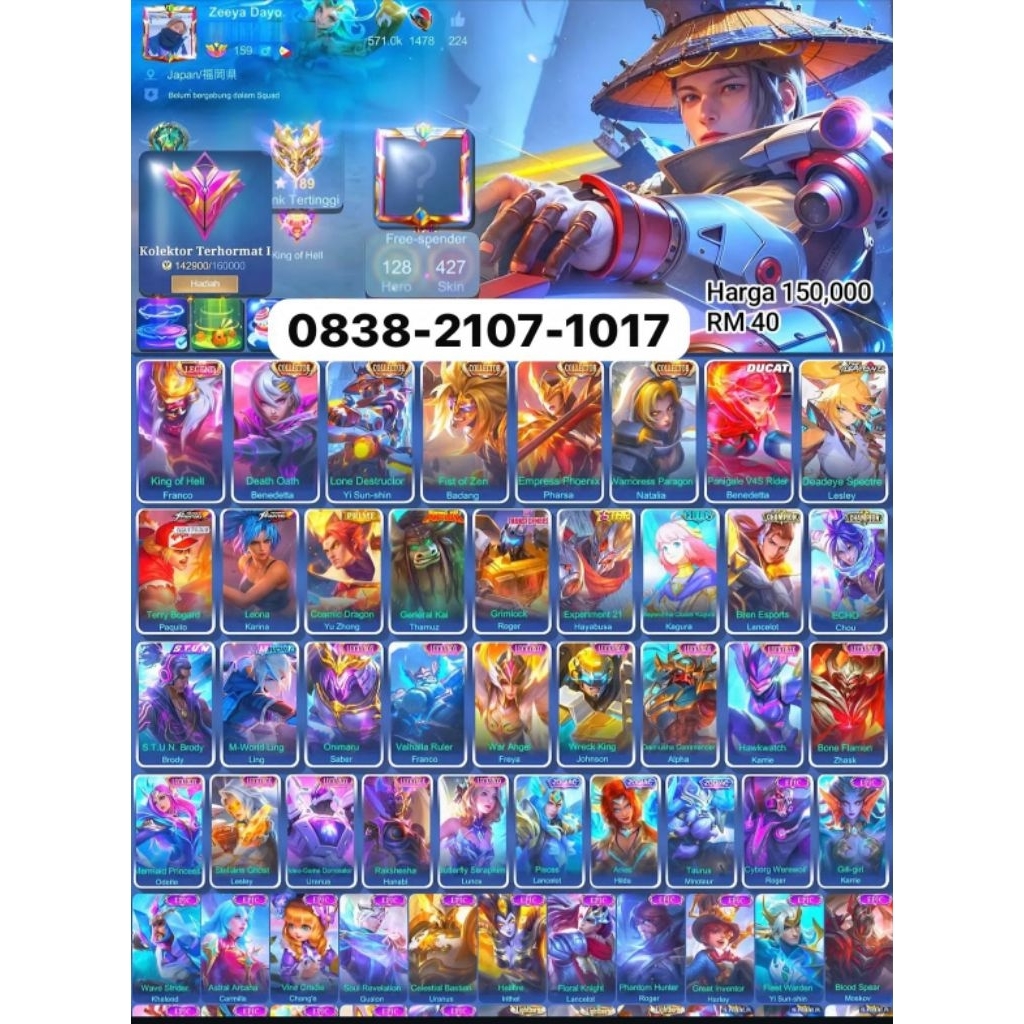 jual akun ml sultan terpercaya aman mumer