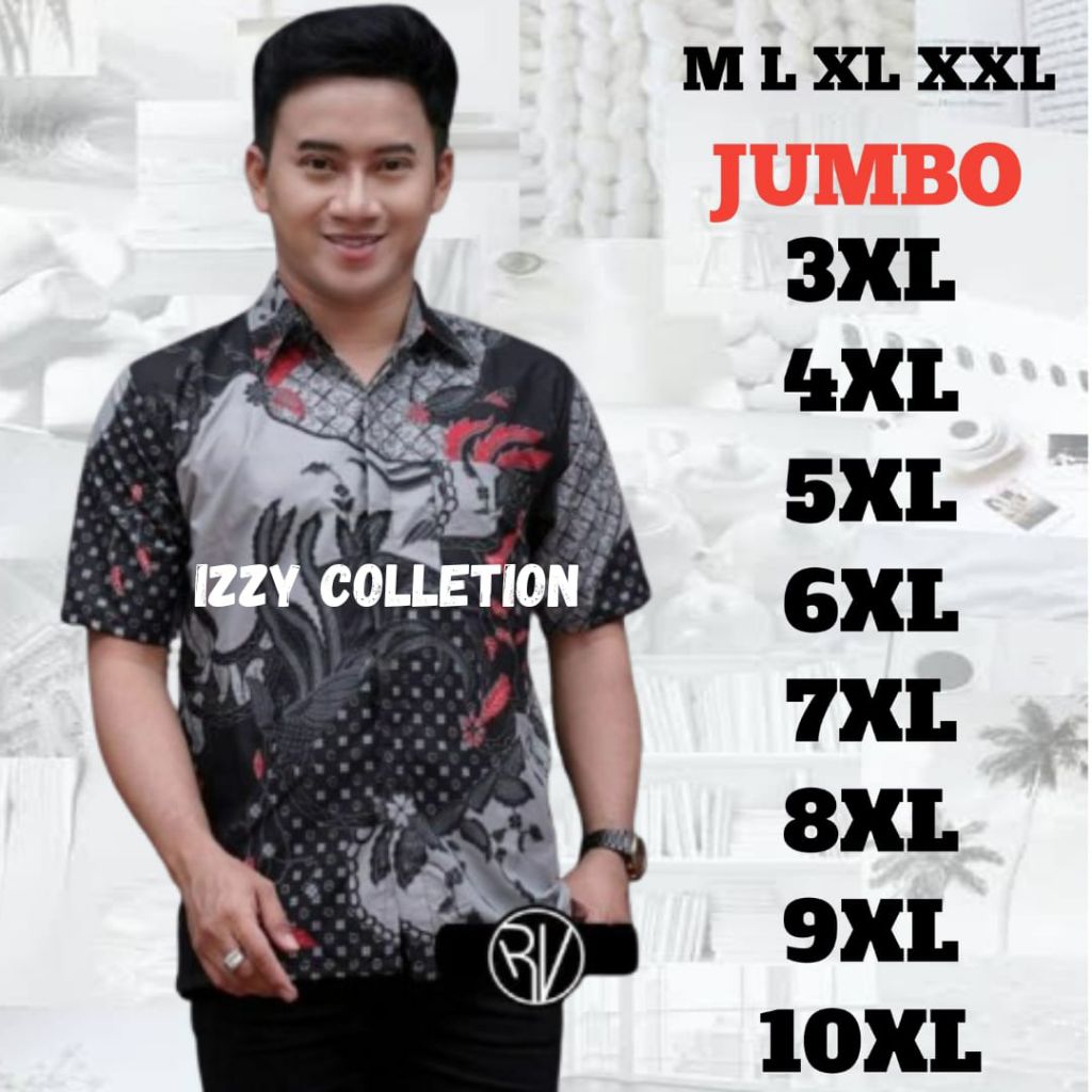 New batik pria jumbo | kemeja batik pria lengan pendek Big size