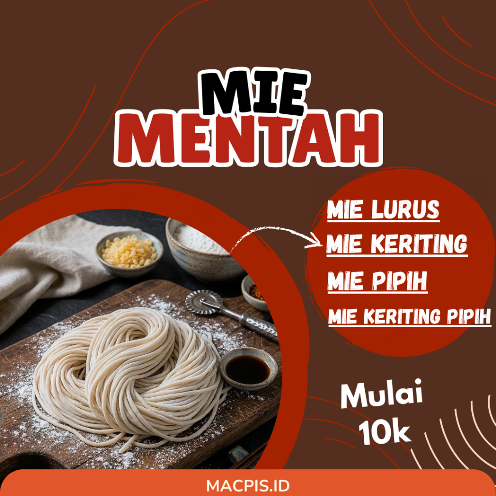 Mie Gacoan Mentah 1kg – Mie Basah Frozen, Varian Mie Ayam, Mie Yamin, Mie Bakmi, Mie Ramen, Gepeng &