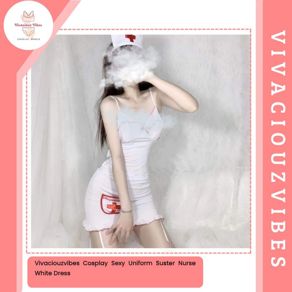 Vivaciouzvibes Cosplay Sexy Uniform Seragam Suster Nurse White Dress