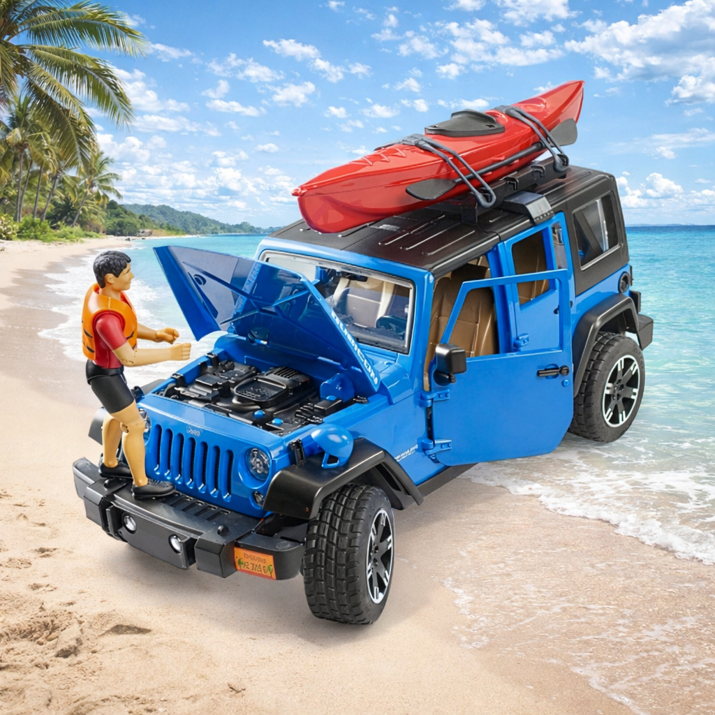 Bruder 2529 Jeep Wrangler Rubicon with Kayak - Mainan Mobil Rubicon 1:16 Mainan Miniatur Mobil Jeep 