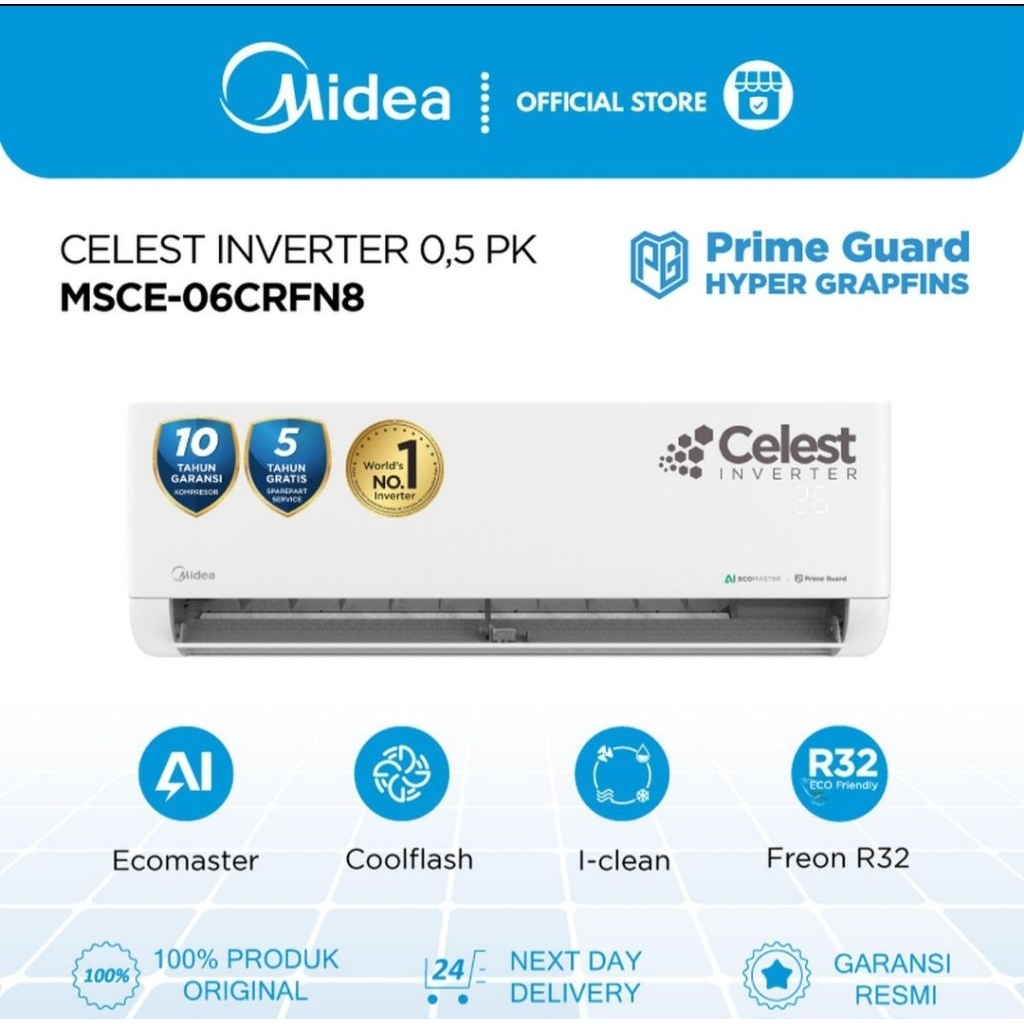 AC MIDEA 1/2PK INVERTER MSCE-06CRF AC MIDEA 0.5PK INVERTER MSCE 06CRF