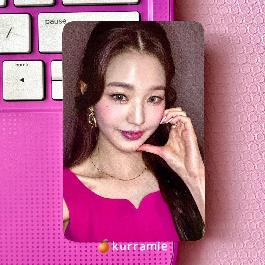 wts photocard wonyoung ive official pob ktown4u era eleven poca wony pose heartcheek dress pink ktow