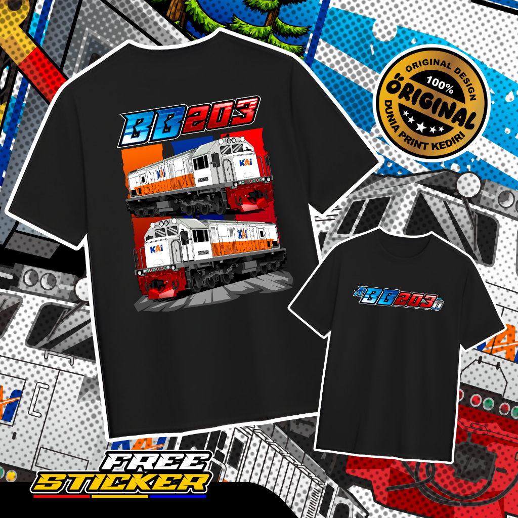 (free sticker+ganci) KAOS KERETA RAILFANS CC201 POLYCOTTON