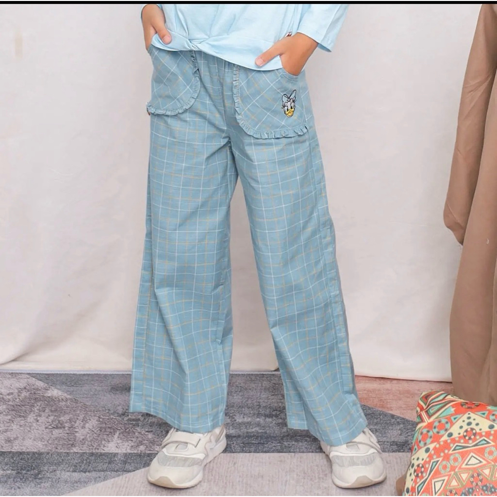 Celana Kulot Panjang Kotak Biru Anak Perempuan That’s Donald Rodeo Junior (New)
