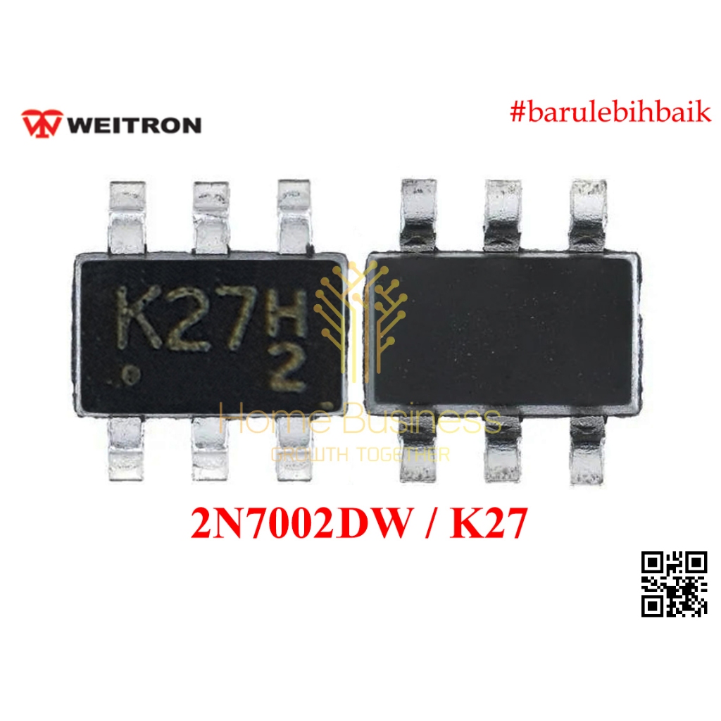 IC MOSFET 2N7002DW 2N7002 DW 2N7002D N7002 Dual N-Channel NChannel N-Ch Nch 60V Marking K27 Original