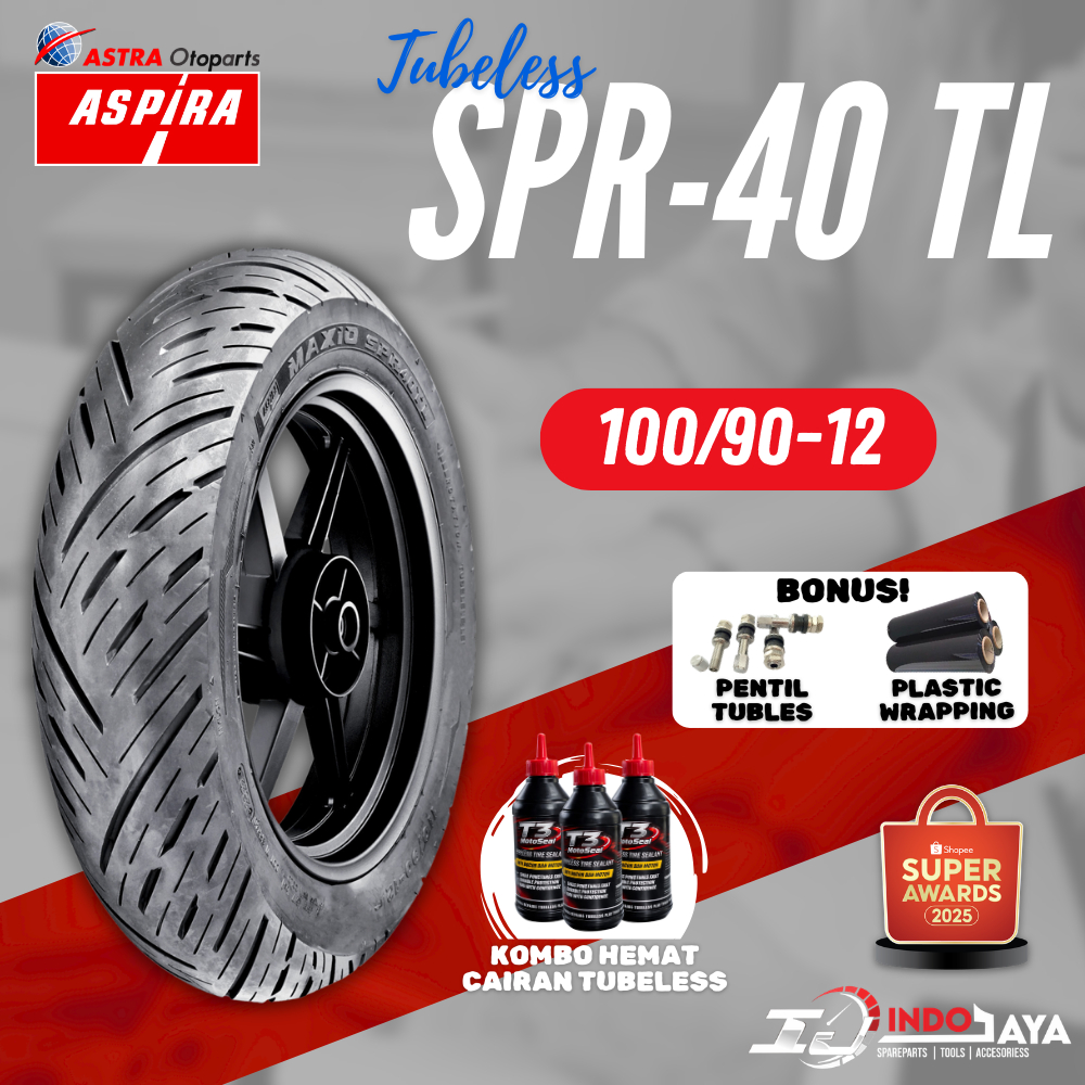 [BAYAR DI TEMPAT] BAN ASPIRA TUBELESS MAXIO SPR 40TL / SPR40TL ( 100/90-12 - 100-90-12) RING 12 / BA