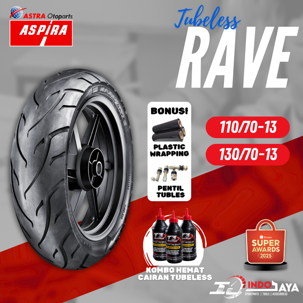 [READY COD SEPASANG] BAN ASPIRA TUBELESS MAXIO RAVE RING 13 110/70-13 & 130/70-13 / BAN LUAR NMAX RI