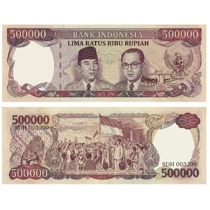 Uang 500.000 lima ratus ribu rupiah novelty soekarno hatta tahun 2013