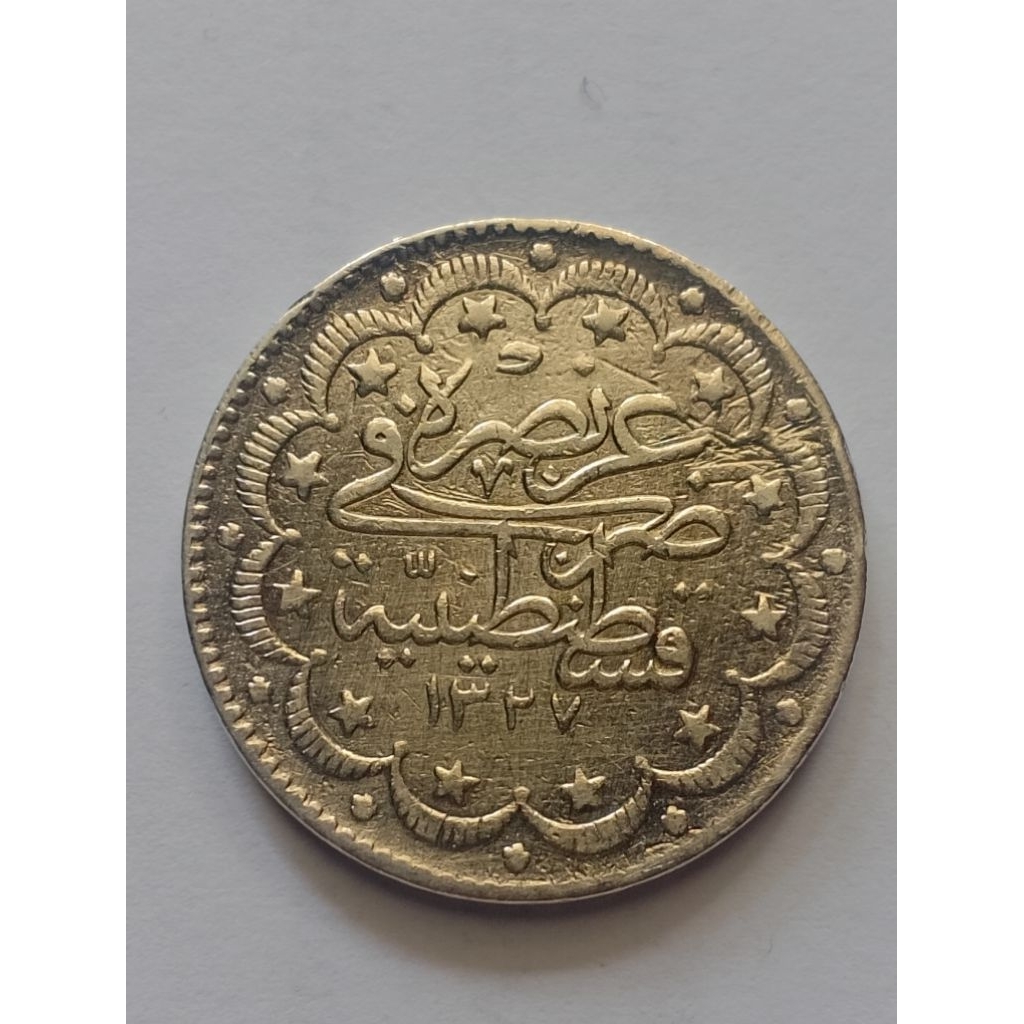 Koin perak silver Ottoman Empire 10 kurus 1909 27 mm