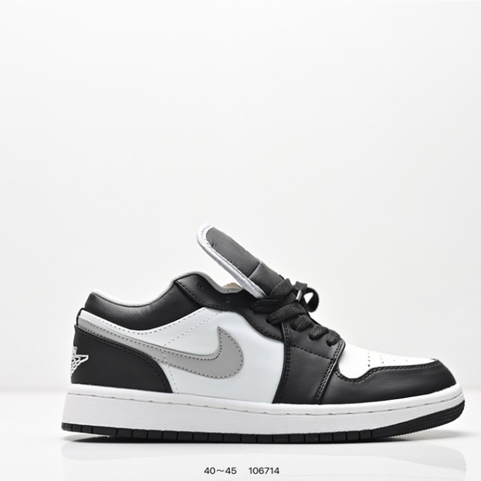 Sepatu Air Jordan 1 Low Hitam Putih Abu-abu Pria Wanita Premium Anti Slip