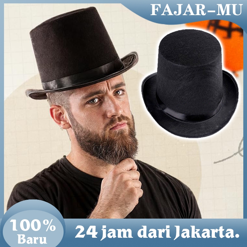 16cm Tinggi Topi Pesulap Magician Top Hat / Topi Sulap Hitam / Magician Hat