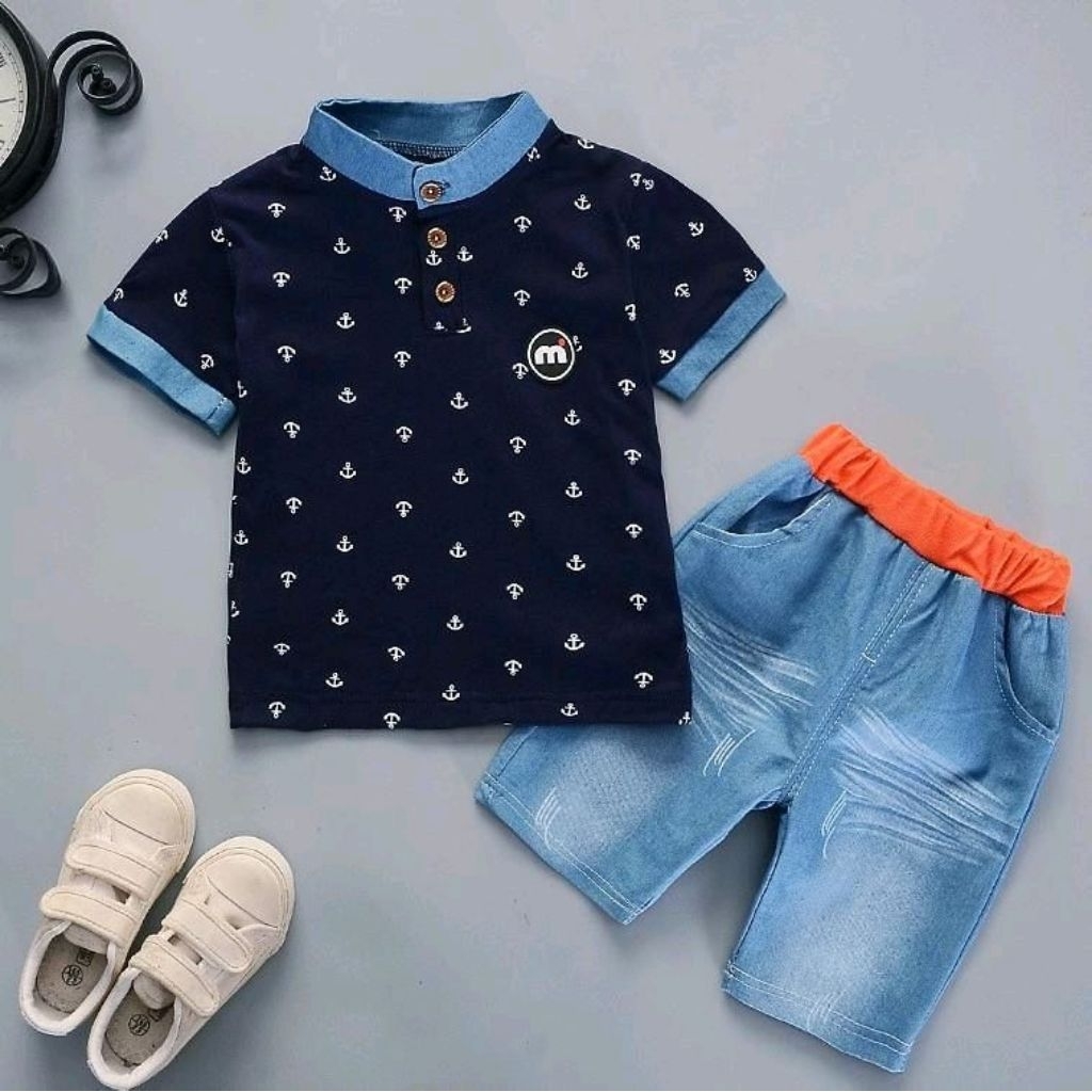 Baju Setelan Anak Cowok Style Korea Lengan pendek