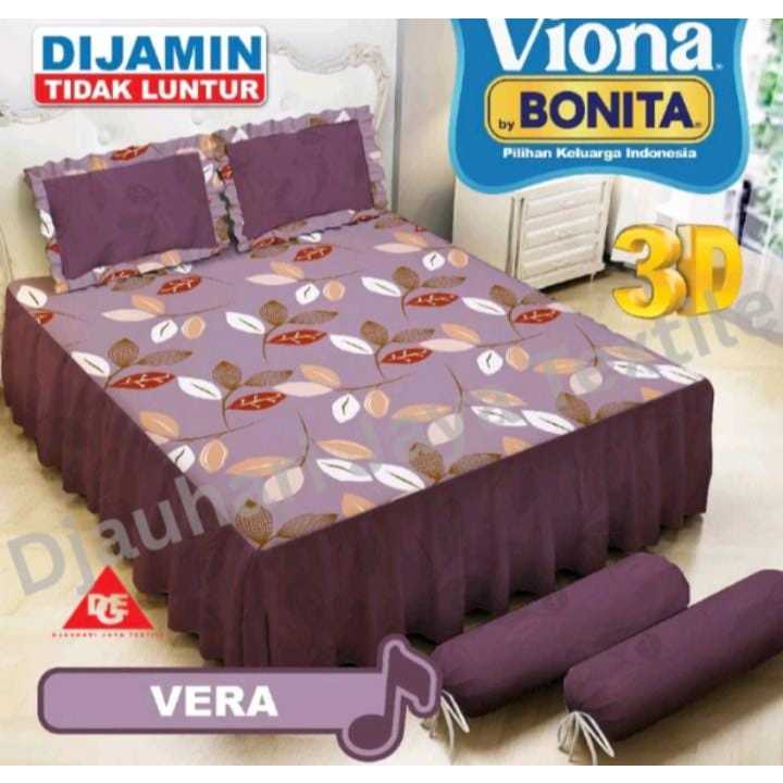 Sprei Viona By Bonita Rumbai Ukuran 180x200 cm Motif Bunga Warna Ungu