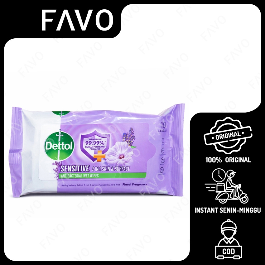 Tisu Basah Dettol Sensitive Wipes isi 10 Sheets