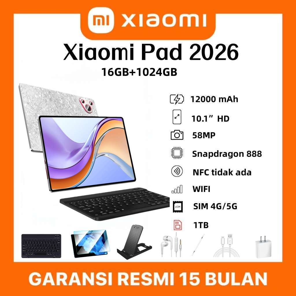 Tablet Xiaomi 5G Snapdragon 888 16GB+1TB | 10.1" 120Hz OLED FullView | Murah Spek Tinggi | Gaming Be