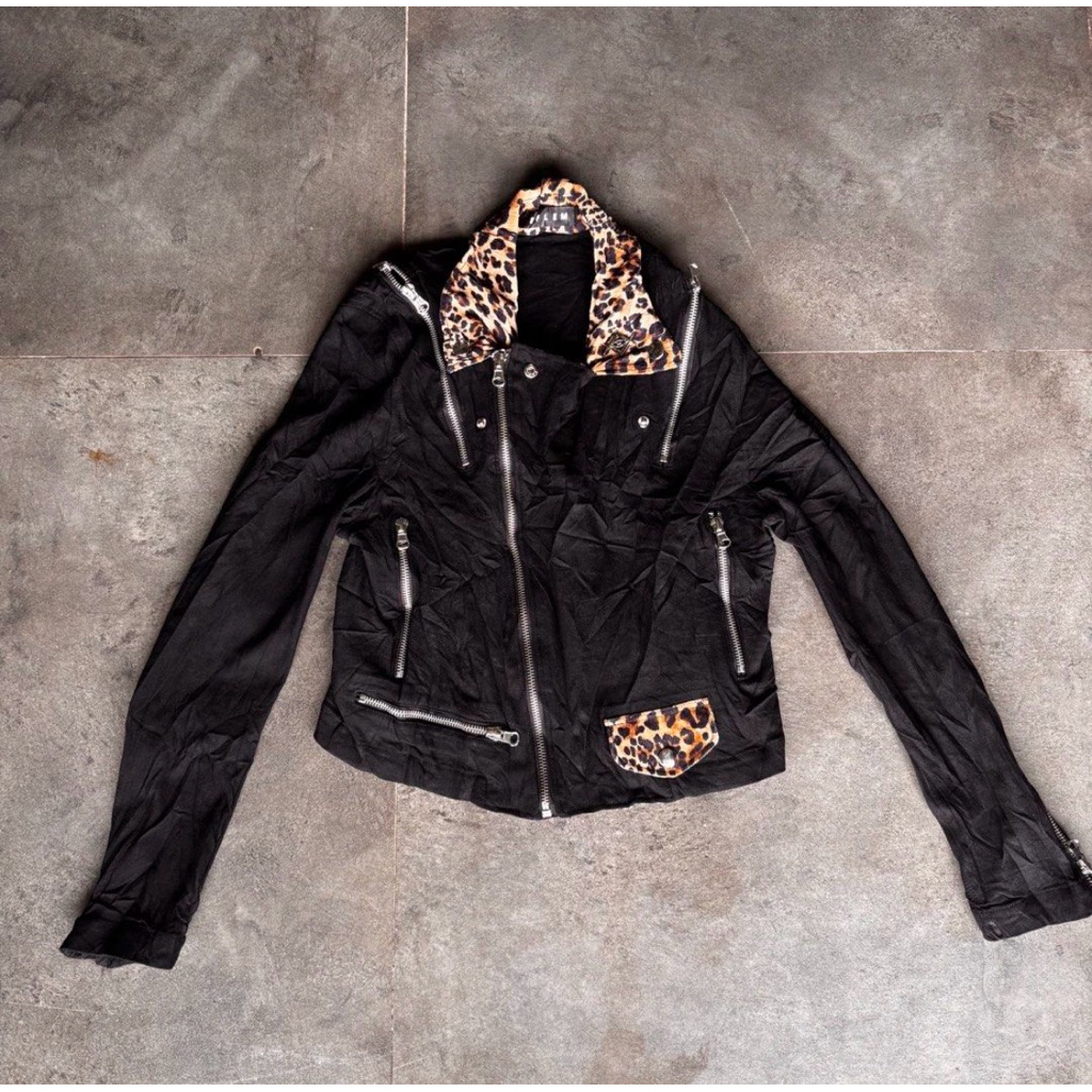 Reflem Leopard Biker Jacket Woman
