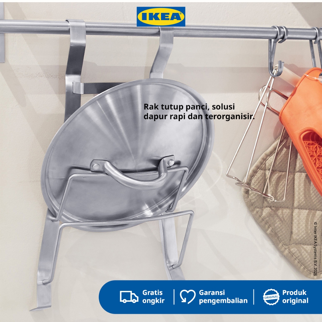 IKEA PARYD Rak Gantung Penyusun Penutup Panci Bahan Stainless Steel