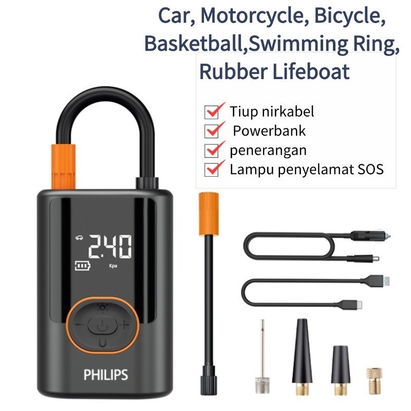 Pompa udara listrik mini portabel  Tire Inflator cocok untuk mobil sepeda motor dan sepeda.