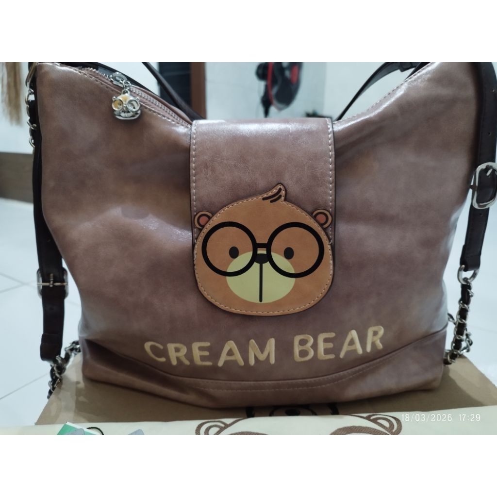 NEW TAS CREAM BEAR ORIGINAL