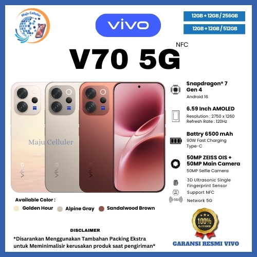 HP VIVO V70 5G 12/512GB, V70 5G 12/256GB, V70 FE 12/256GB, V60 5G 12/512GB (BNIB)