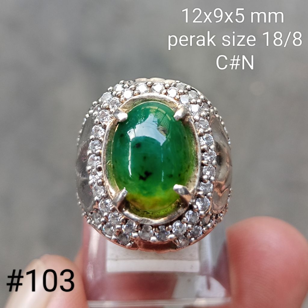 cincin perak, batu natural bacan Doko #103