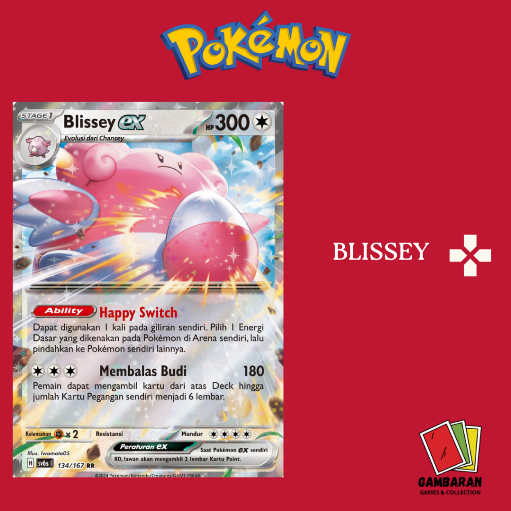 Blissey EX RR 134/167 SV6s Kartu Pokemon Indonesia TCG