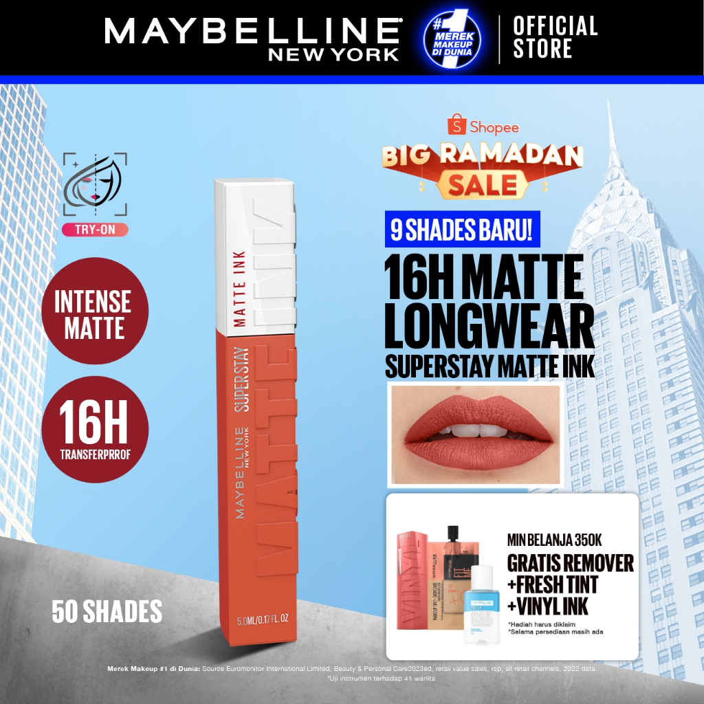[SHOPEE BEAUTY AWARDS - BEST LIP MAKEUP] MAYBELLINE OFFICIAL Superstay Matte Ink Liquid Long Lasting