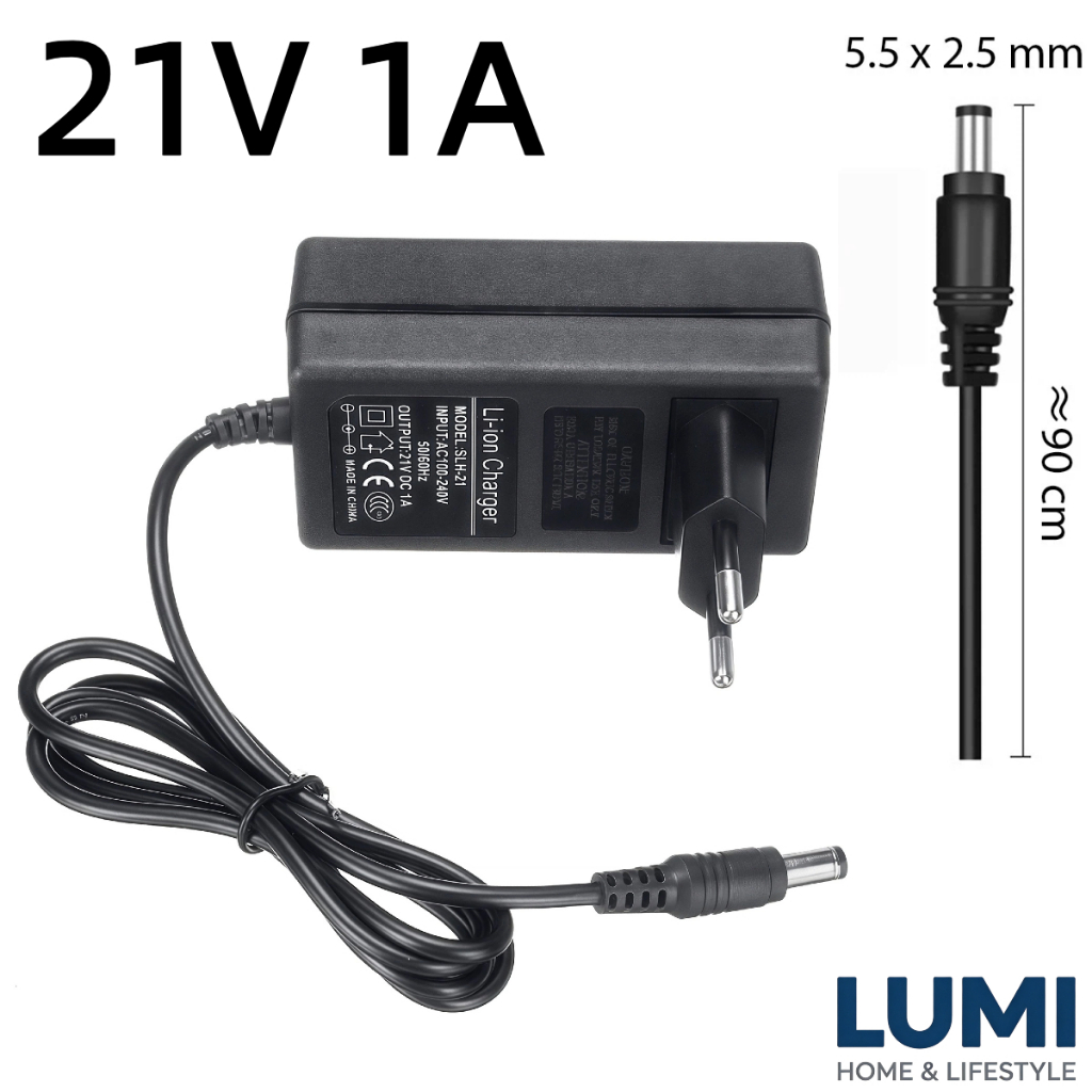 Charger Baterai 21V 1A Lithium Li-Ion 18650 Casan Bor Cordless Universal Cocok untuk Mesin Bor, Geri