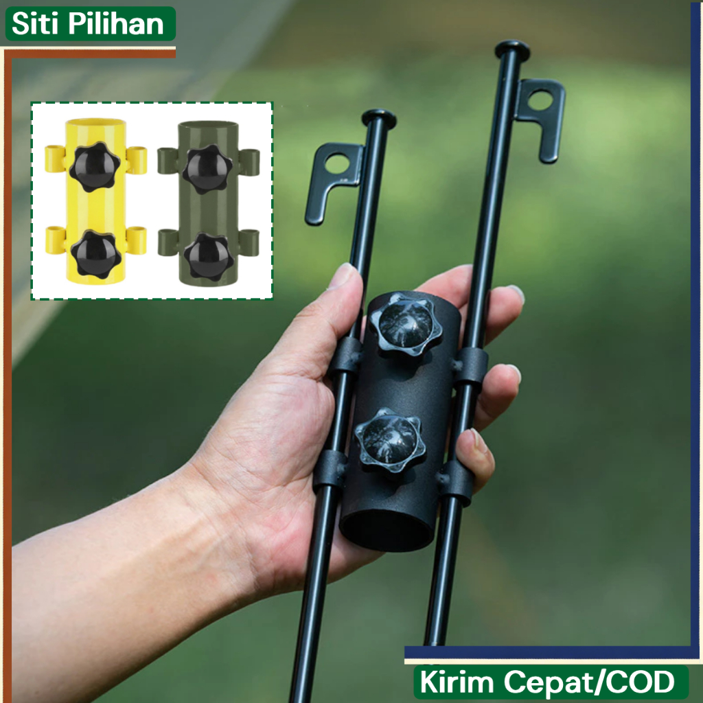 Pemegang Tiang Tenda Adjustable Double Knob Drat Putar Stand Holder Tiang Kanopi Flysheet Steel Kuat