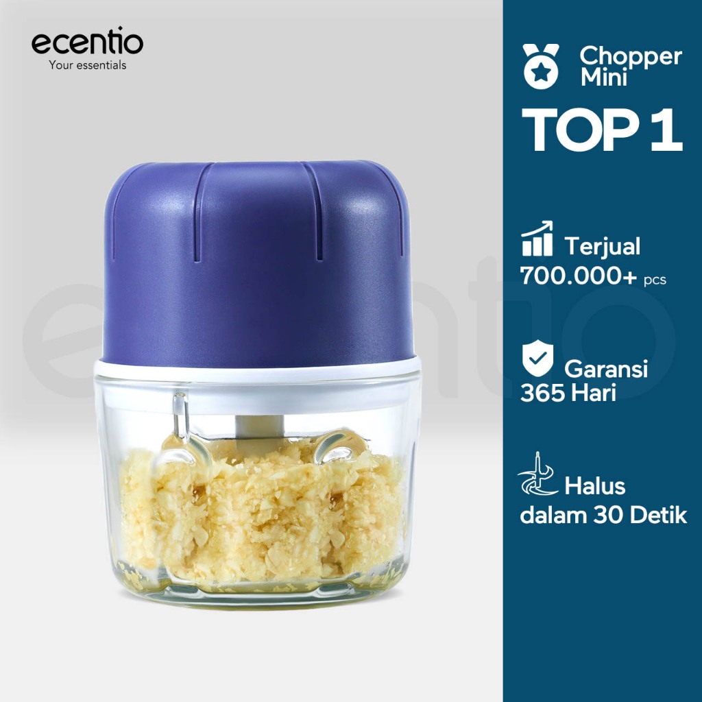 ecentio Mini Chopper 6 mata pisau 250ml Portable kaca Blender Kaca Tebal Master Dapur Multifungsi ba