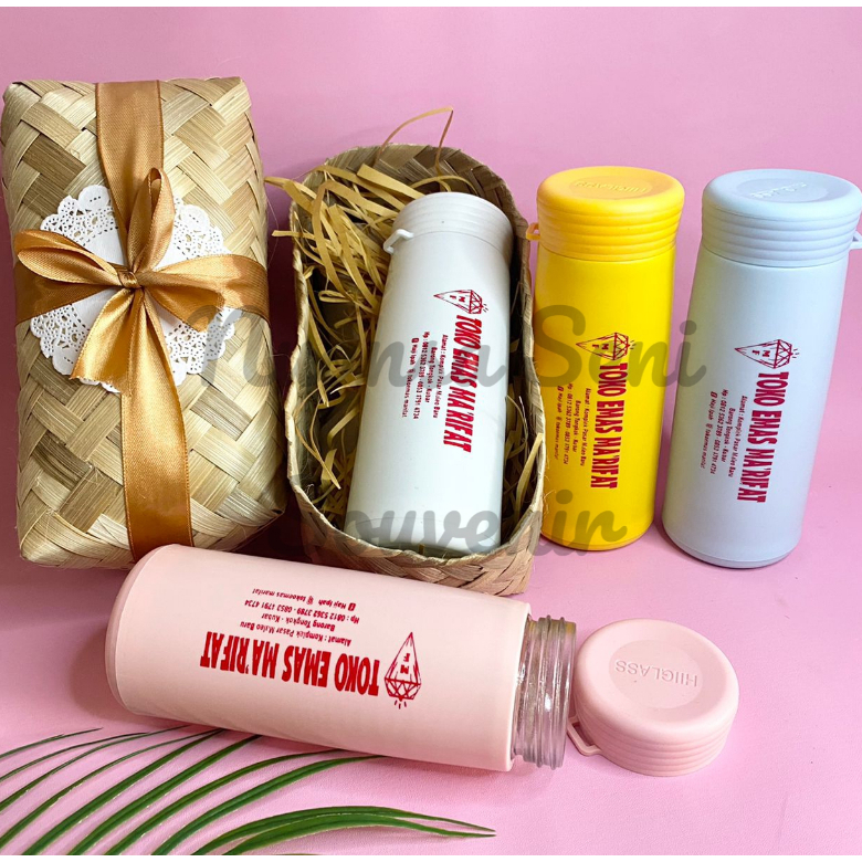 Botol Summer Daisy Motif Bunga Tumbler Kaca Warna Sablon Souvenir