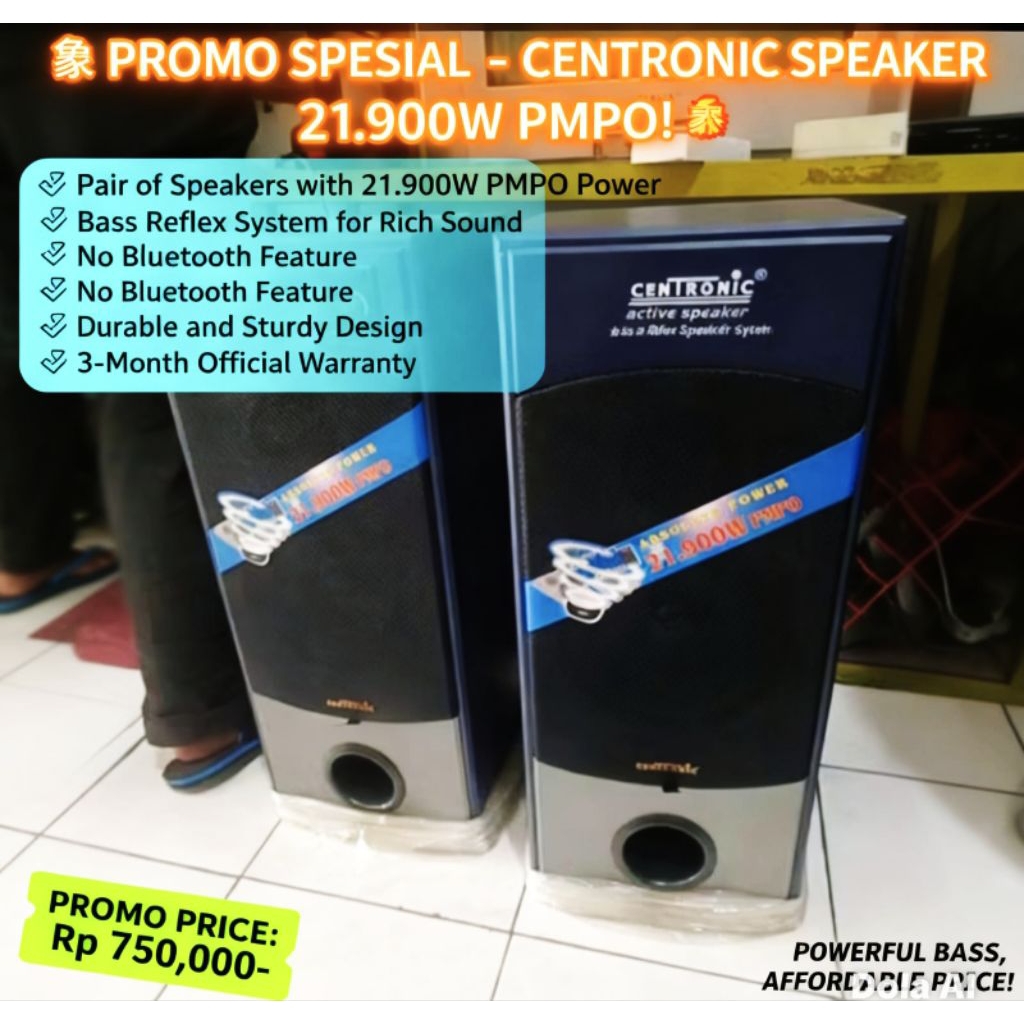speaker Centronic 21900pmpo non bluetooth