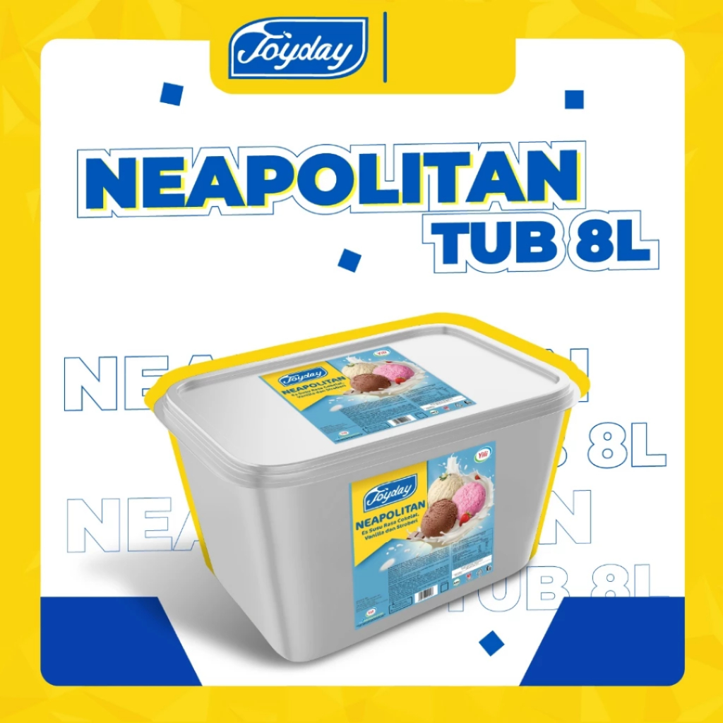 Joyday Ice Cream Bucket 8L - Es Krim Ember (Neapolitan 3 in 1 / Vanilla / Coklat / Strawberry)