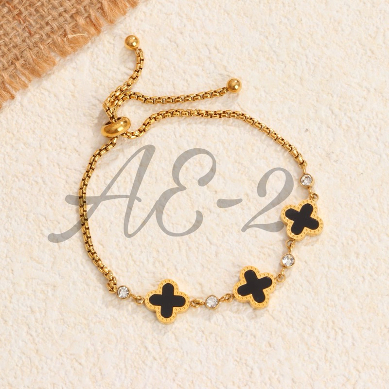 Gelang Serut Titanium Clover Wanita - Gelang Clover Titanium Serut