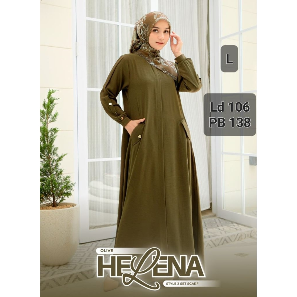 (CASHBACK) Helena Dress Gamis Crinkle Premium Homedress by ANB