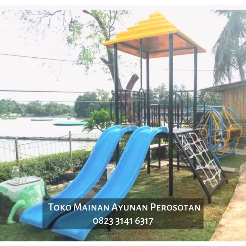 Mainan Perosotan Set Ayunan - Mainan Prosotan Set Ayunan - Perosotan Spiral Besi - Prosotan Spiral B