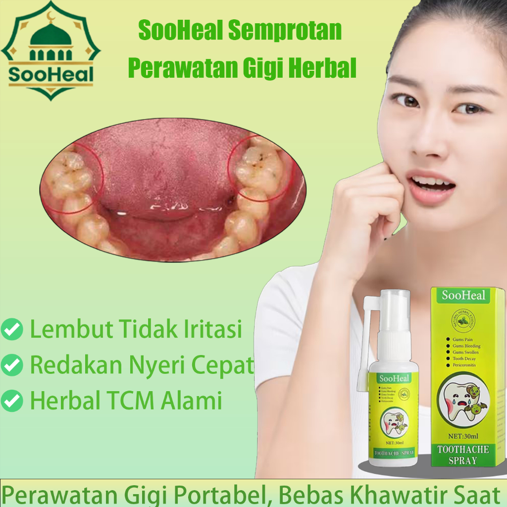 Semprotan Sakit Gigi Herbal SooHeal | Atasi Gusi Bengkak Berdarah Gigi Berlubang Perikoronitis Racik