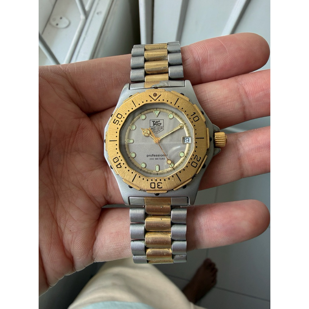 Tag heuer 3000 Professional Diver Ref. 934.213 kaca sapphire two tone silver - gold mulus like new ,