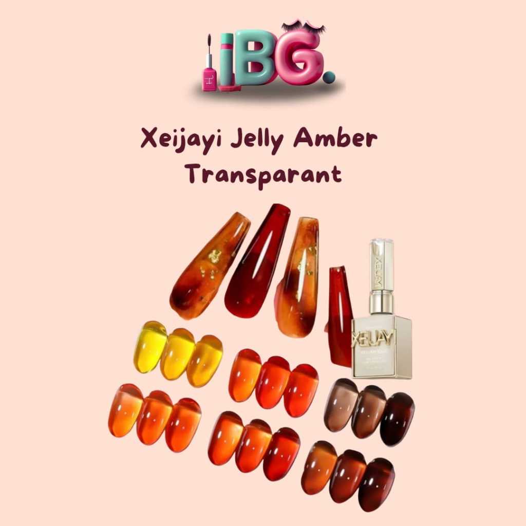 Kutek Jelly Xeijayi Amber Coklat 15ml | Nail Polish Jelly Transparan Glossy Natural Aesthetic
